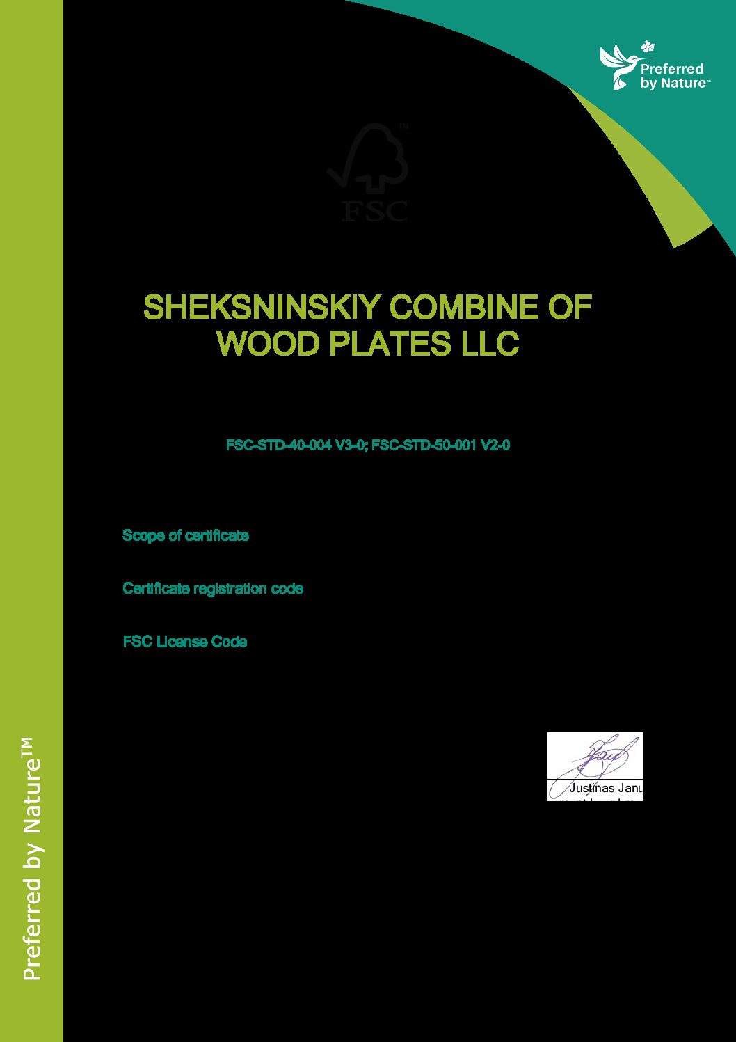 Examination for compliance with FSC standards of Sheksna Wood Boards Plant LLC passed